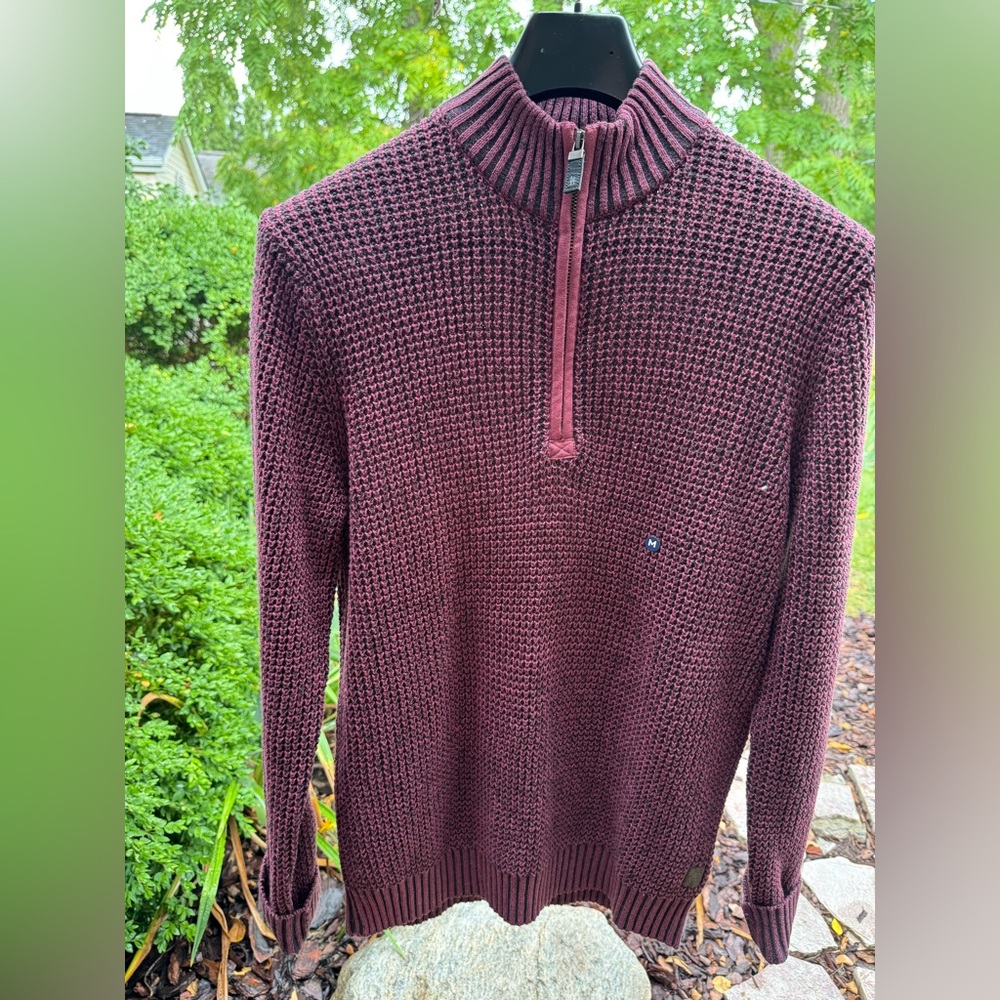 G.H. Bass & Co. burgandy Zip-Up Cabincore Knit Sweater NWT Medium